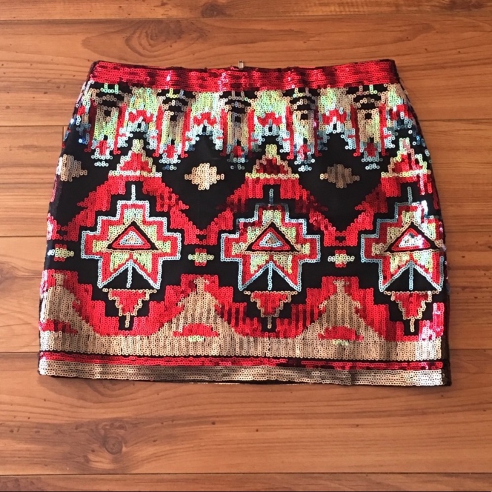 Marineblu sequin mini skirt